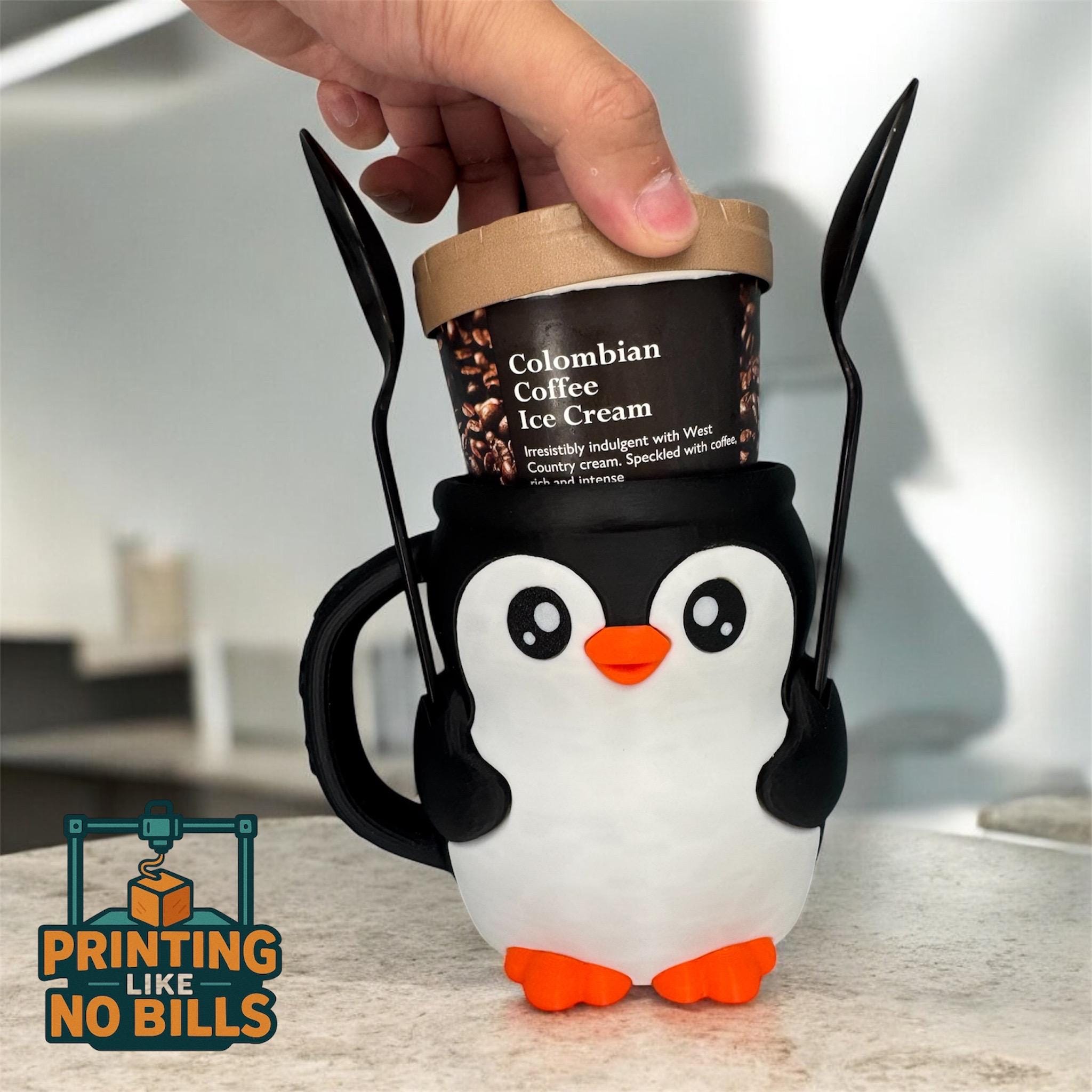 Penguin Ice-cream Pint & Spoons Holder